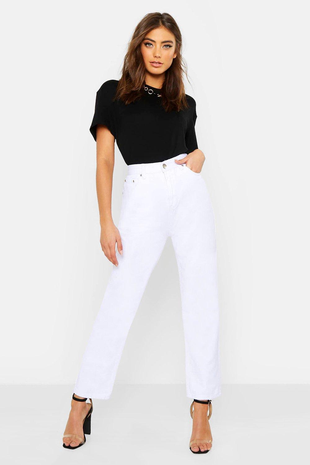 white straight fit jeans