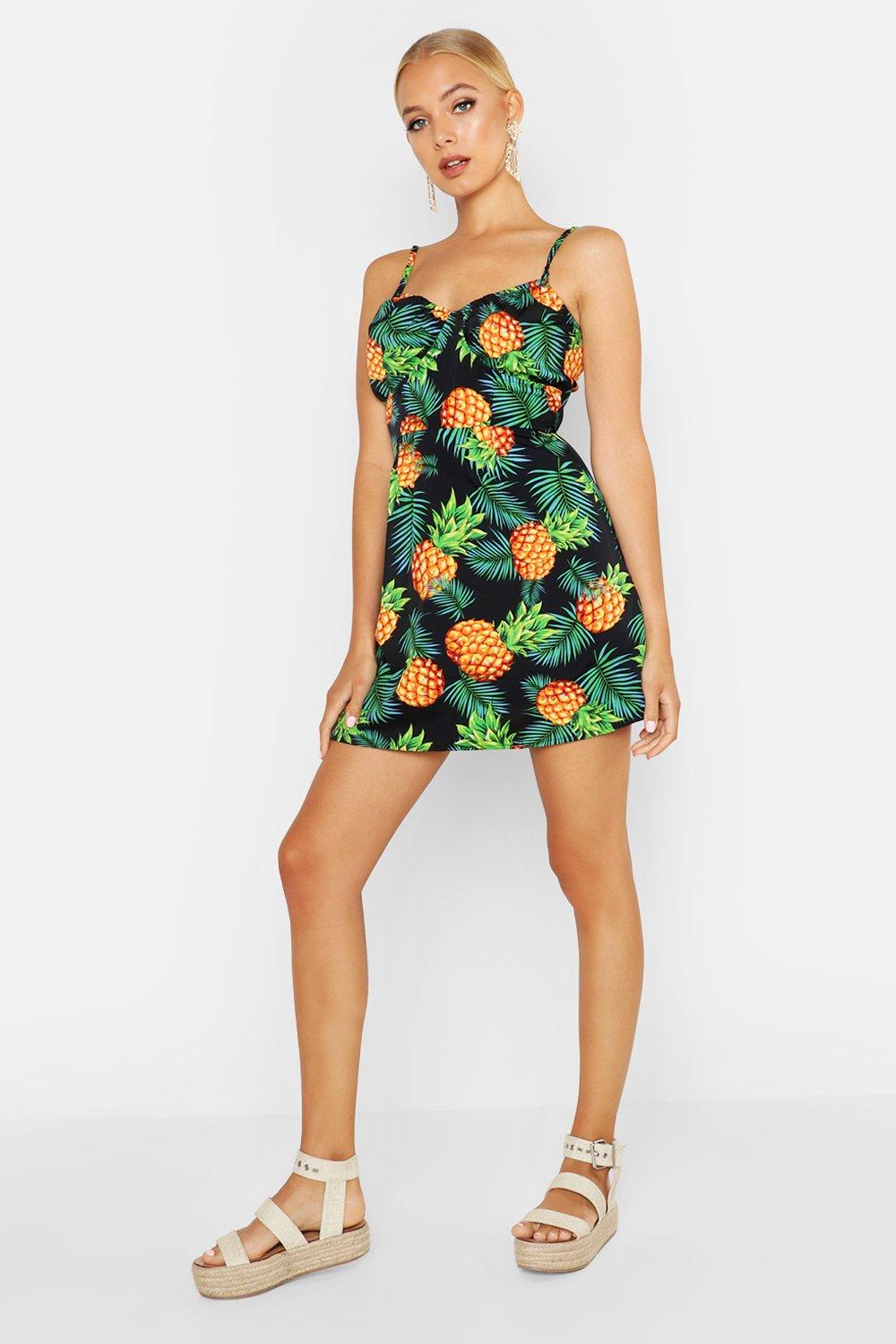 Pineapple print clearance dress