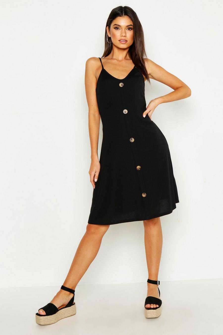 Ribbed Button Down Mini Swing Dress image number 1