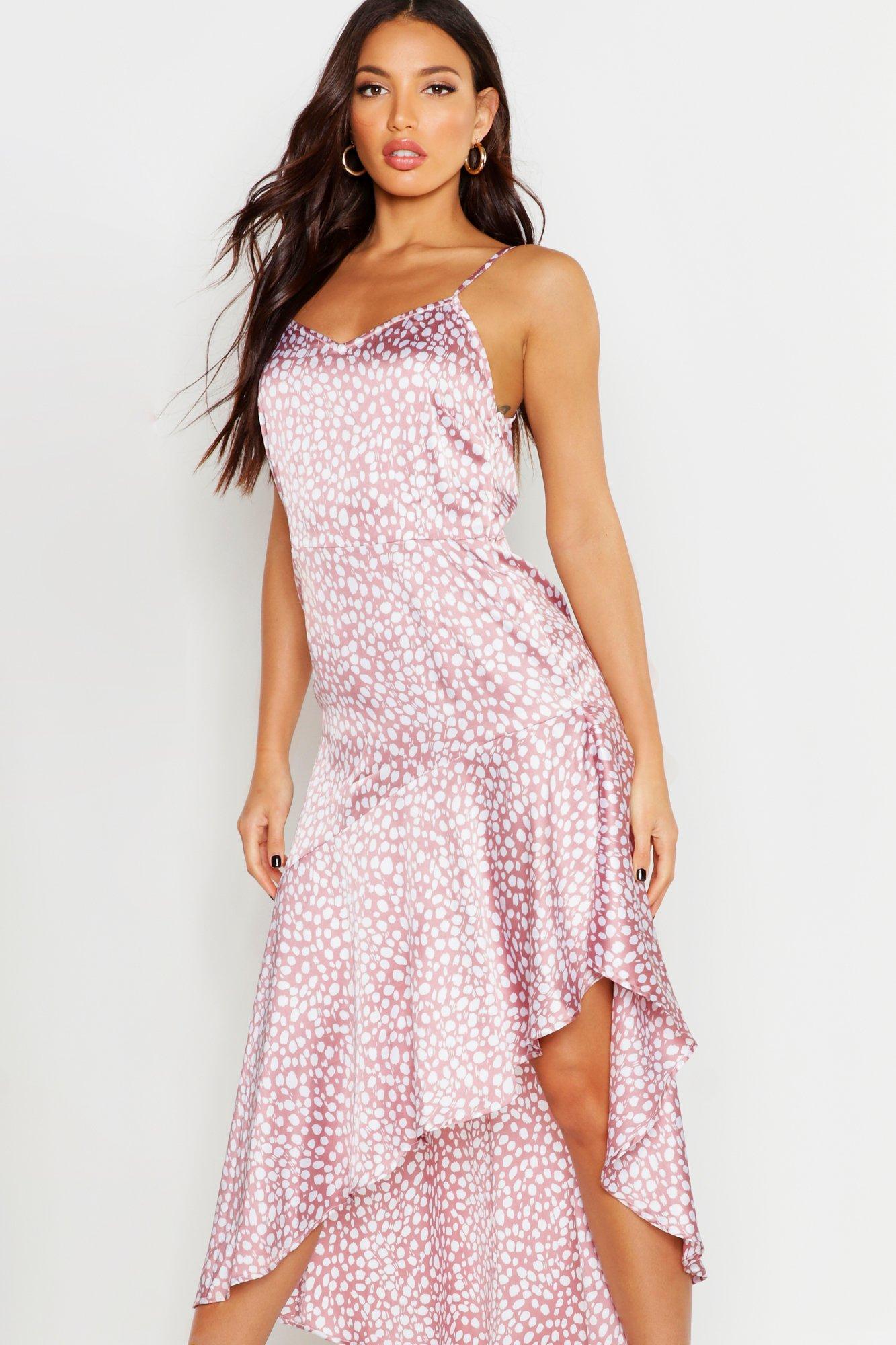 ruffle hem slip dress