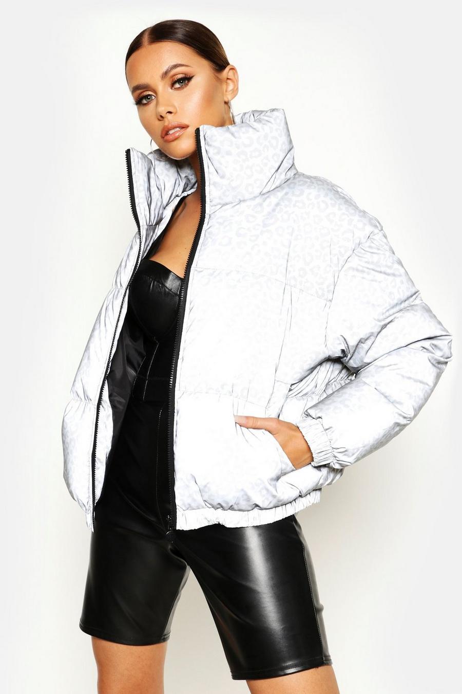 Reflective Leopard Puffer Jacket image number 1