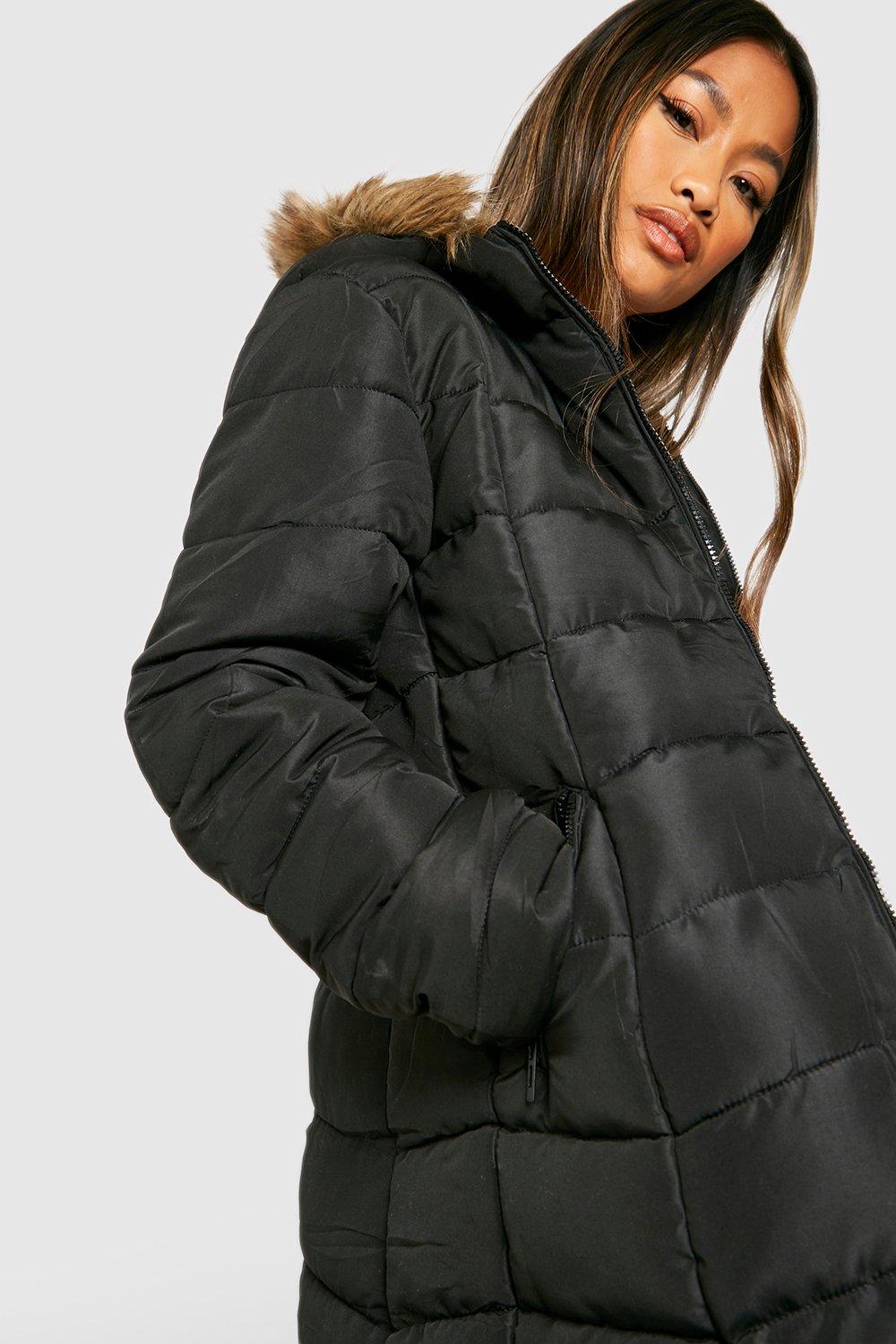 Boohoo fur cheap hood coat