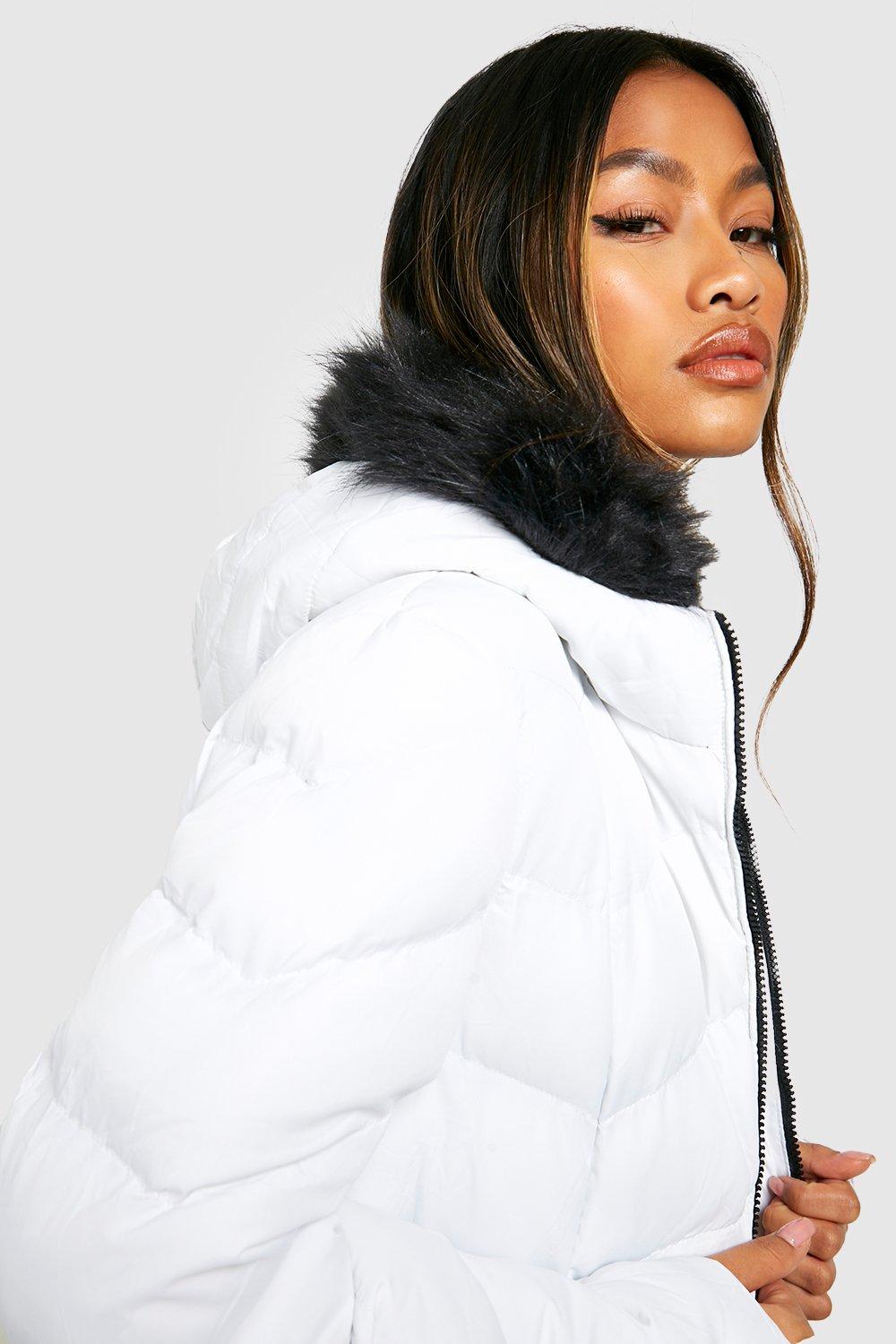 Bershka Faux Fur Puffer Coats & Jackets for Women