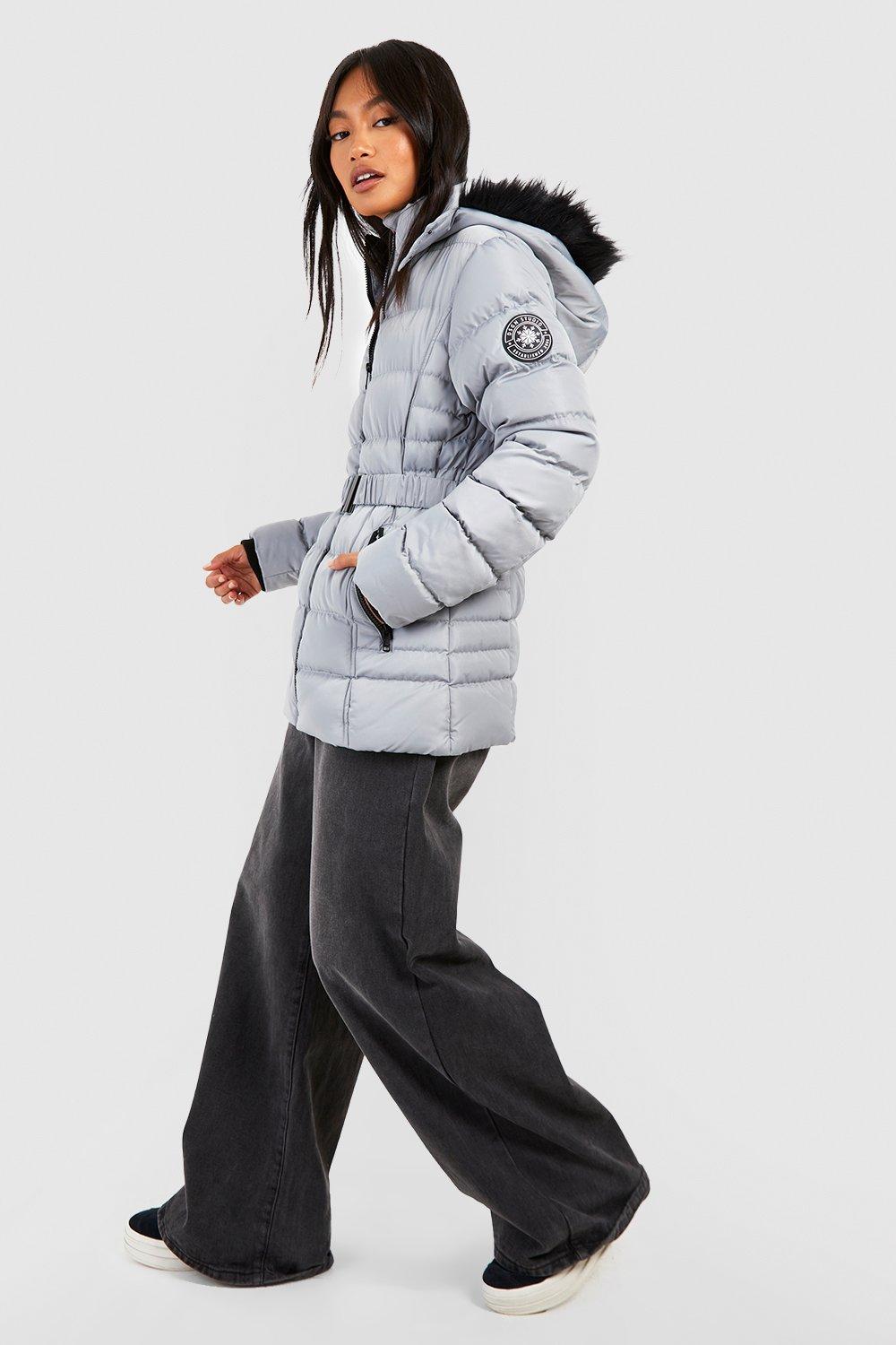 Ladies grey best sale parka coat