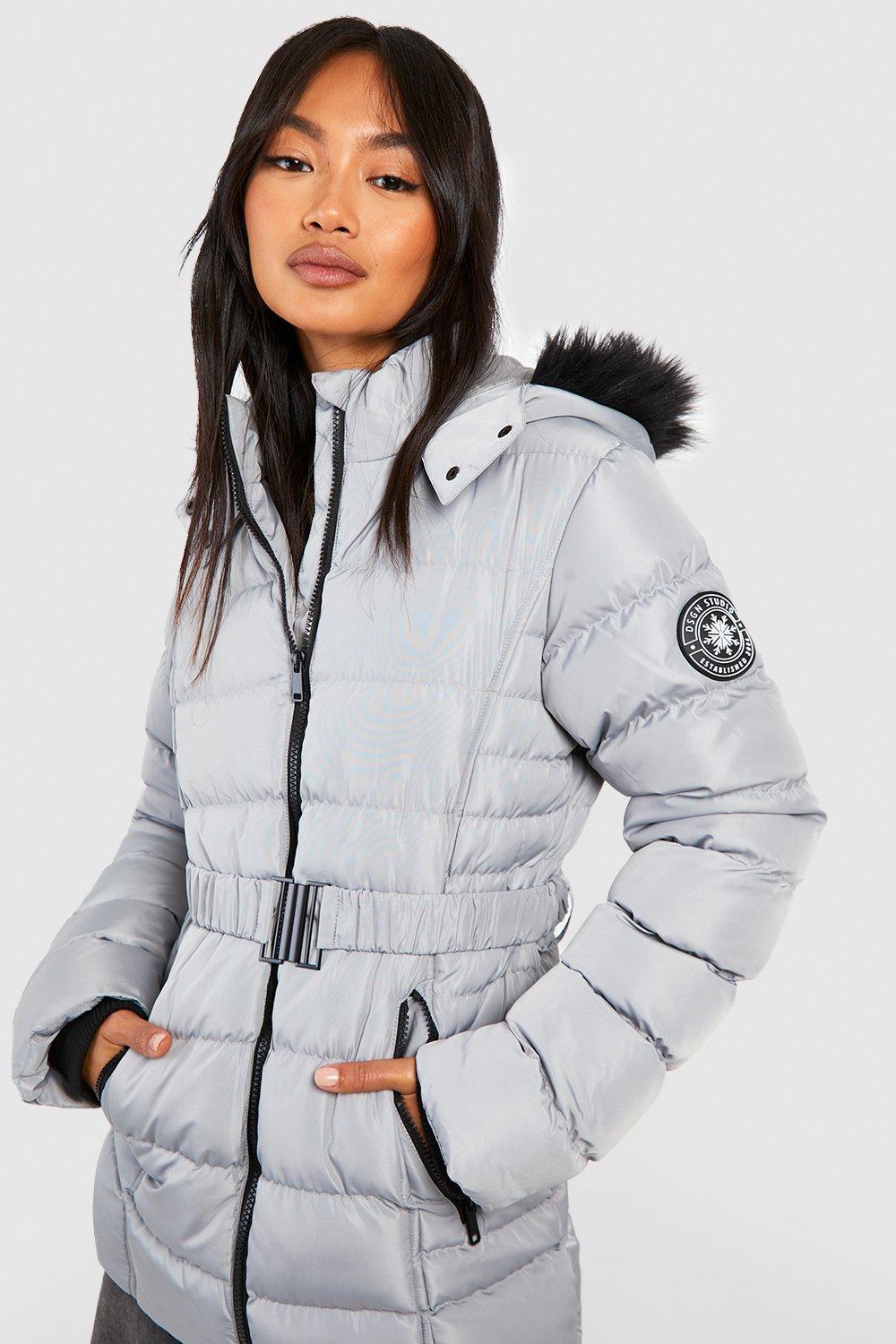 Women's belted parka coat sale