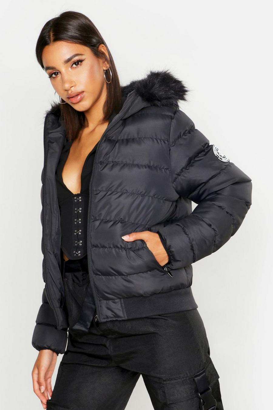 Faux Fur Hooded Puffer Jacket image number 1