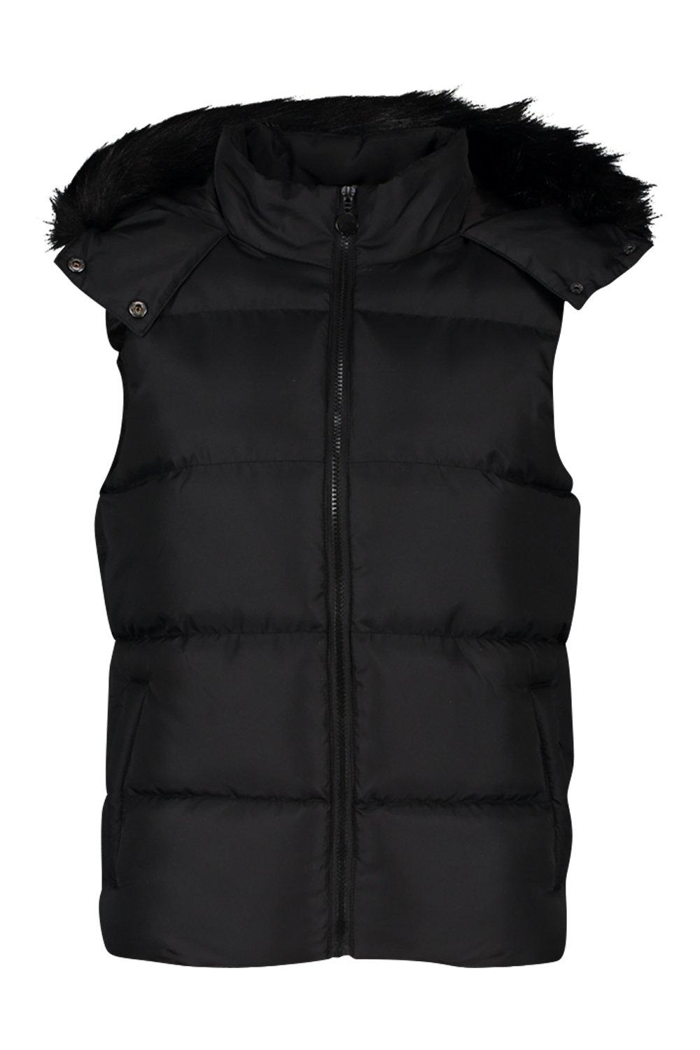 Fur trim puffer vest hotsell