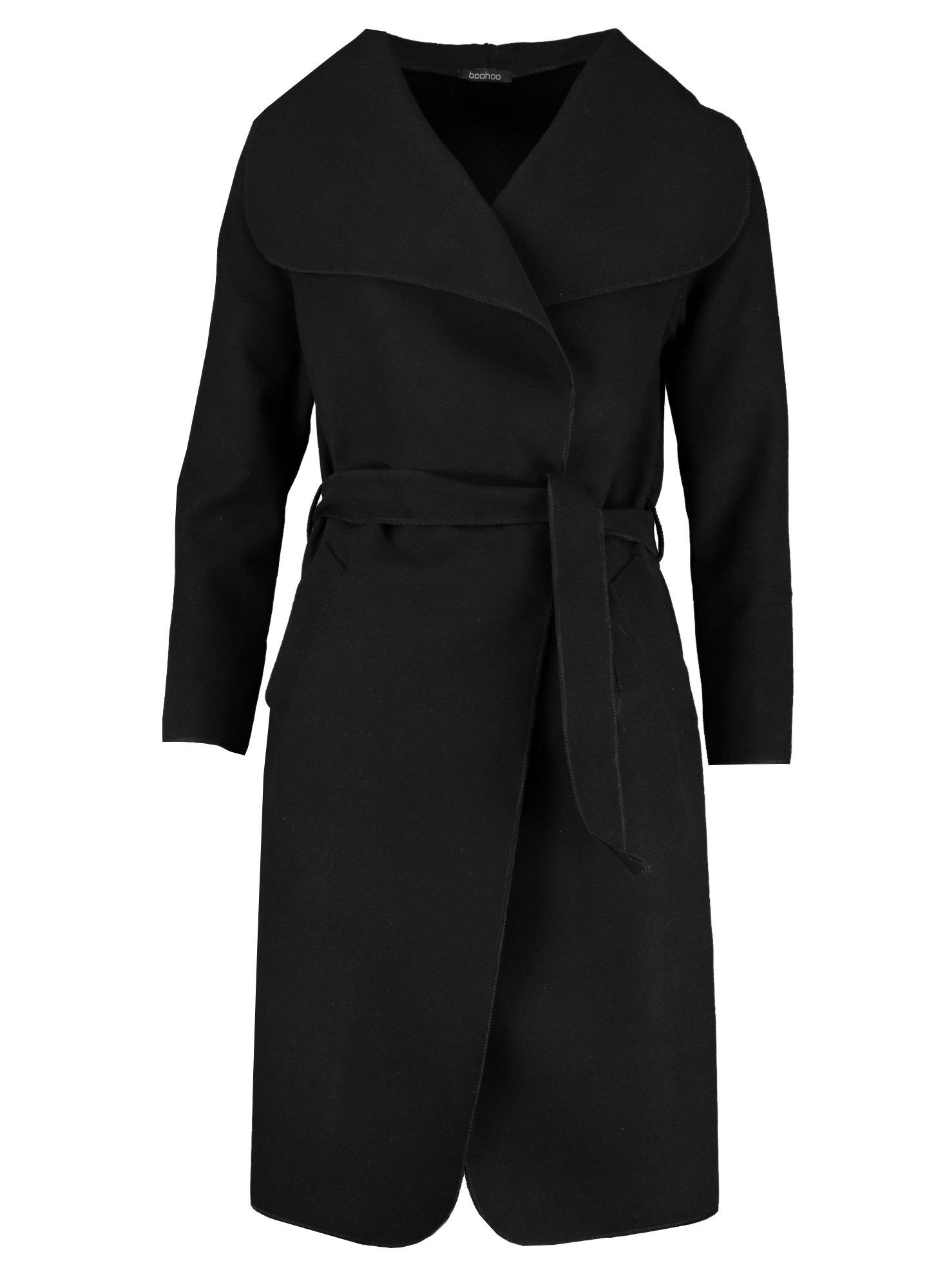 Belted shawl collar coat boohoo shop