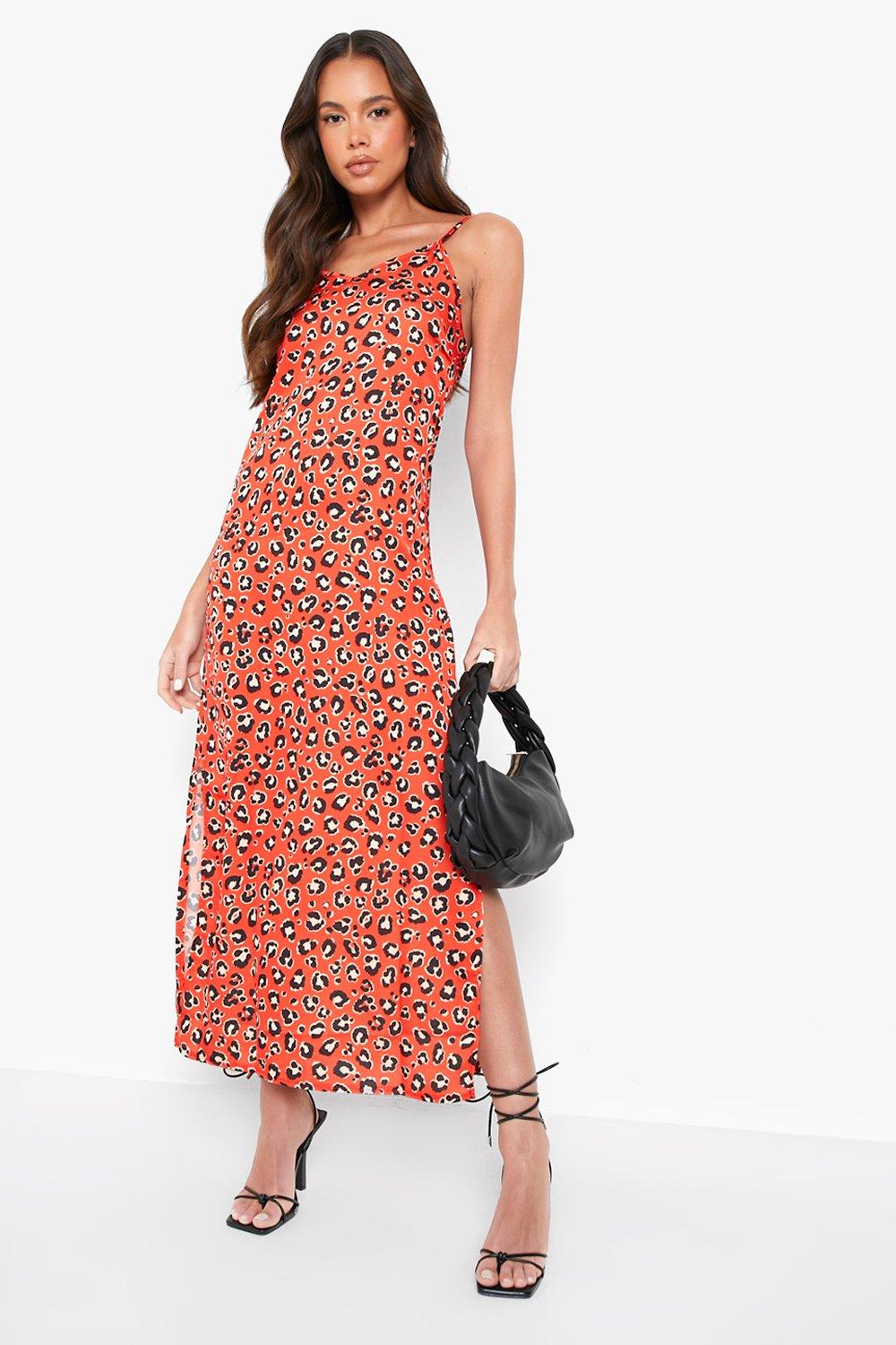 red leopard slip dress