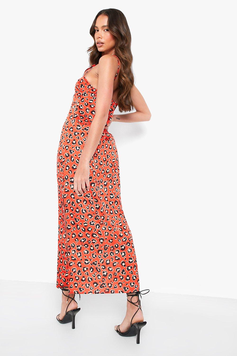 Leopard maxi slip sales dress