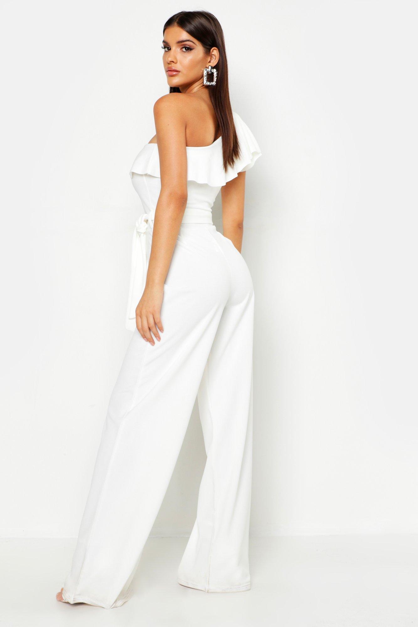 white playsuit with belt