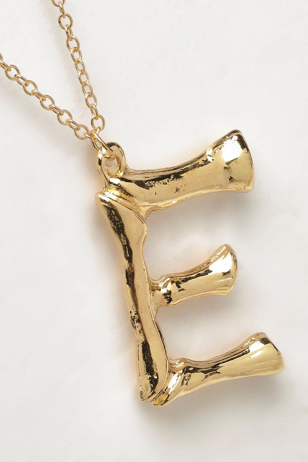 Bamboo E Initial Pendant Necklace