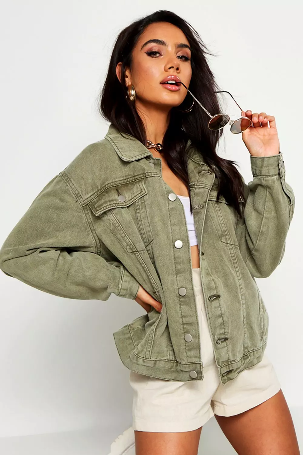 Khaki denim hot sale jacket ladies