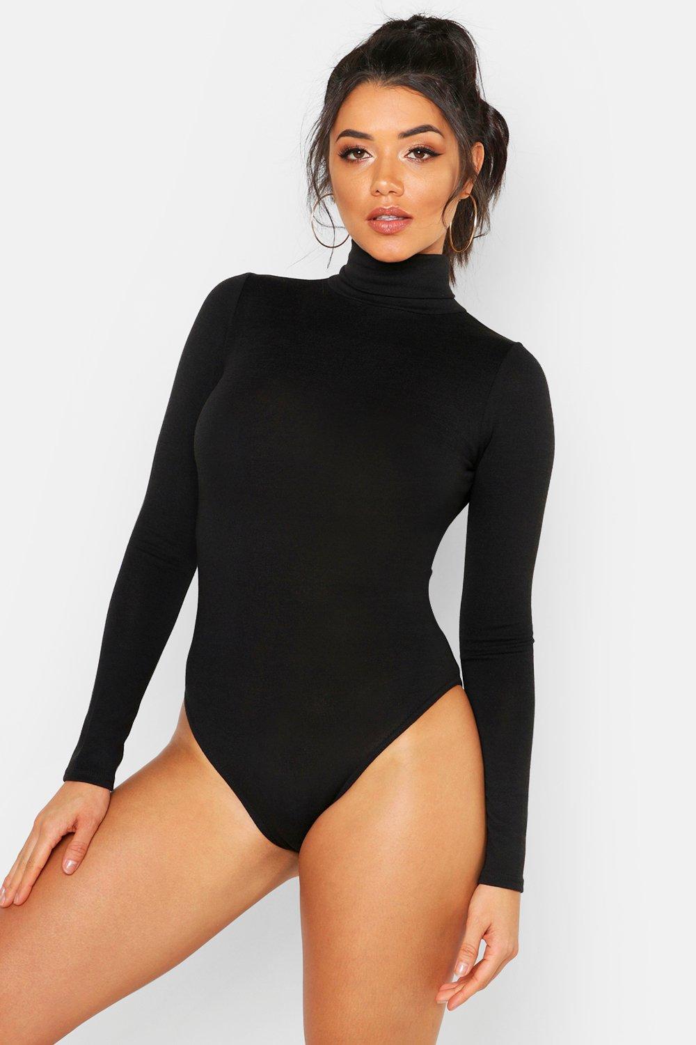 black turtleneck bodysuit