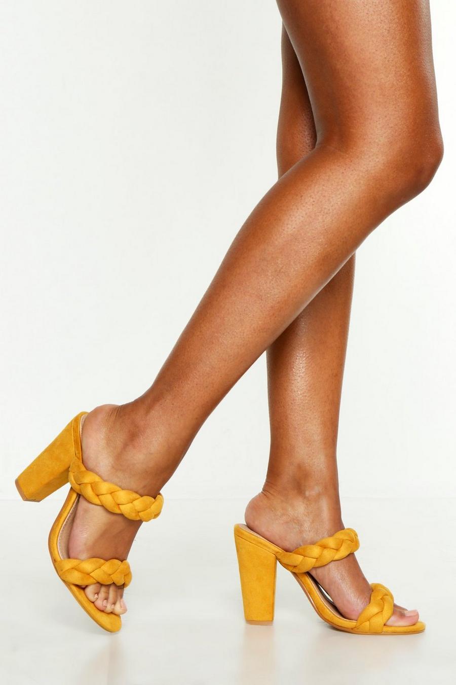 Mustard Plait Double Strap Mules image number 1