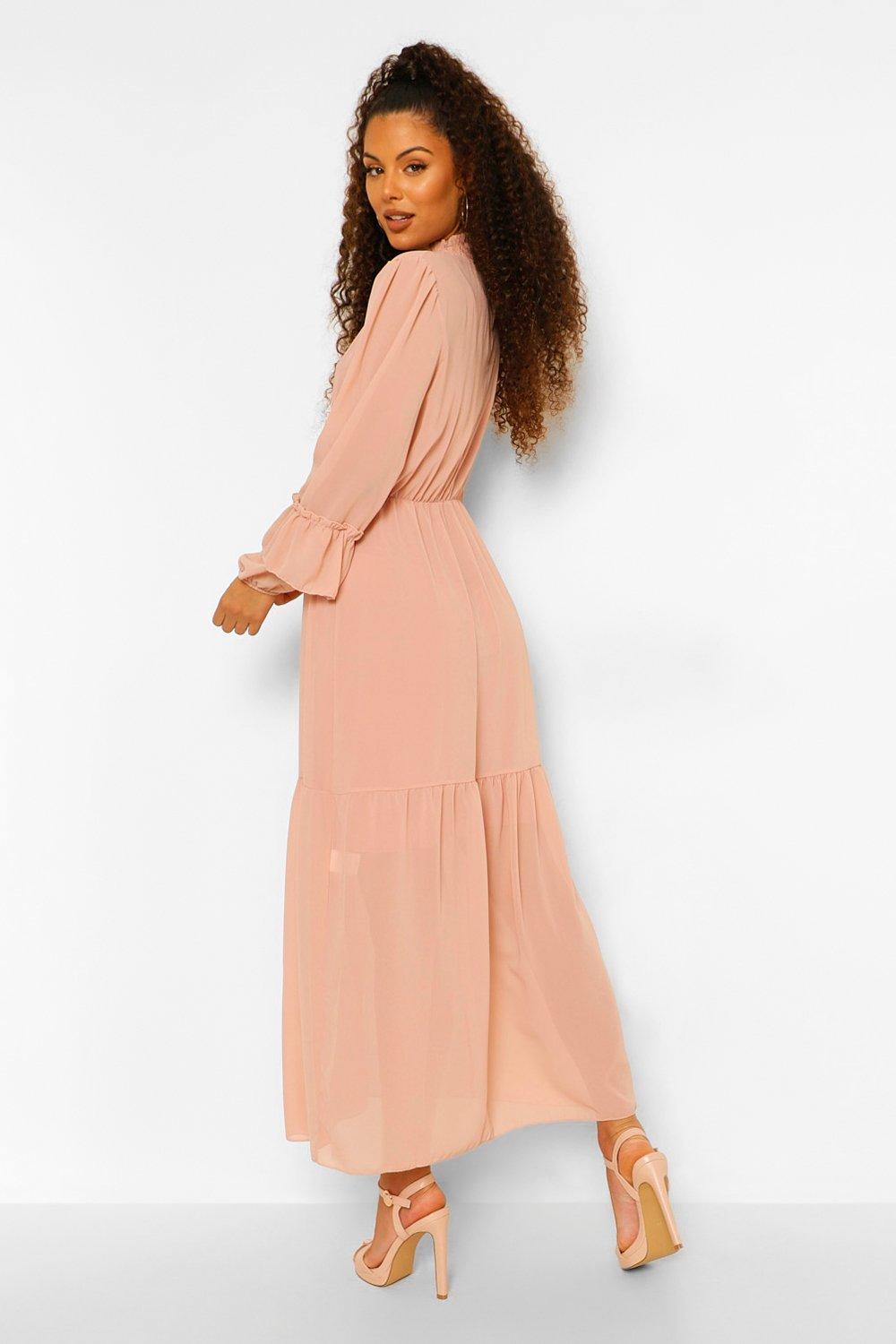 frill sleeve maxi dress