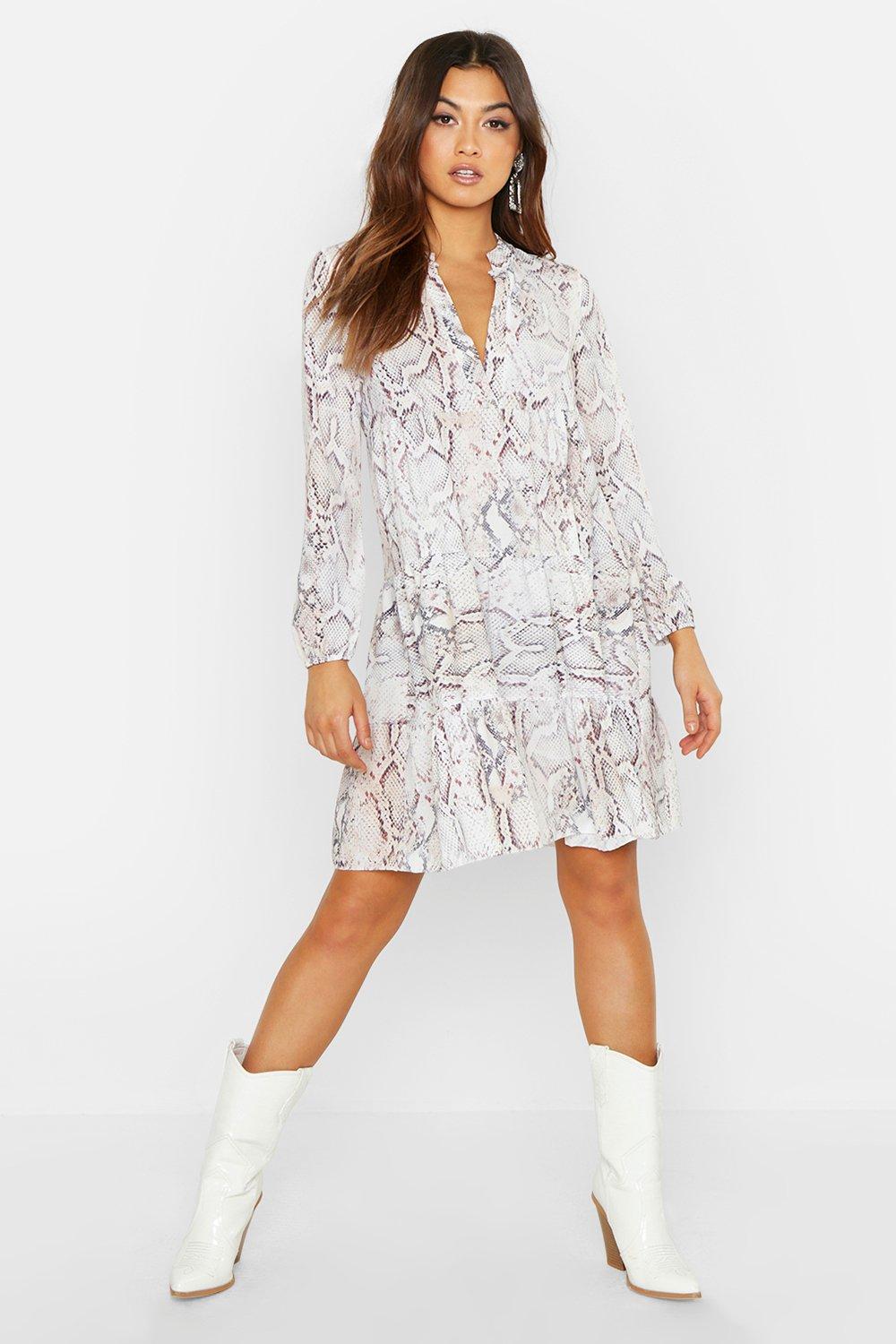 snakeskin shirt dress boohoo