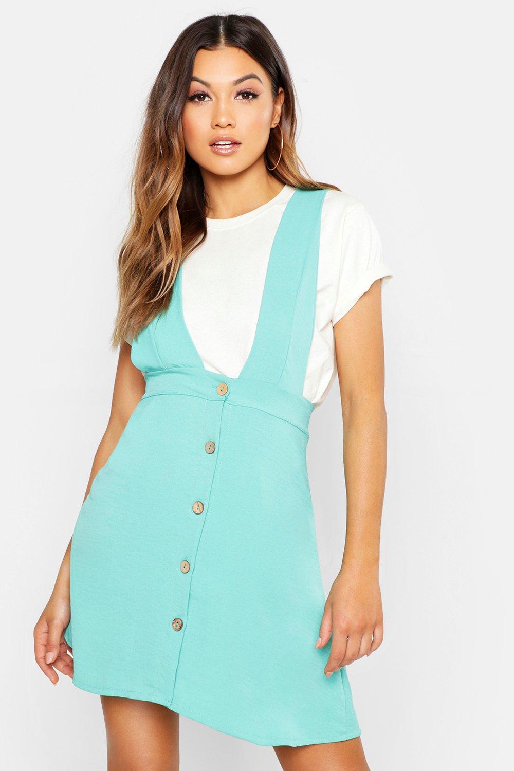 plunge pinafore dress