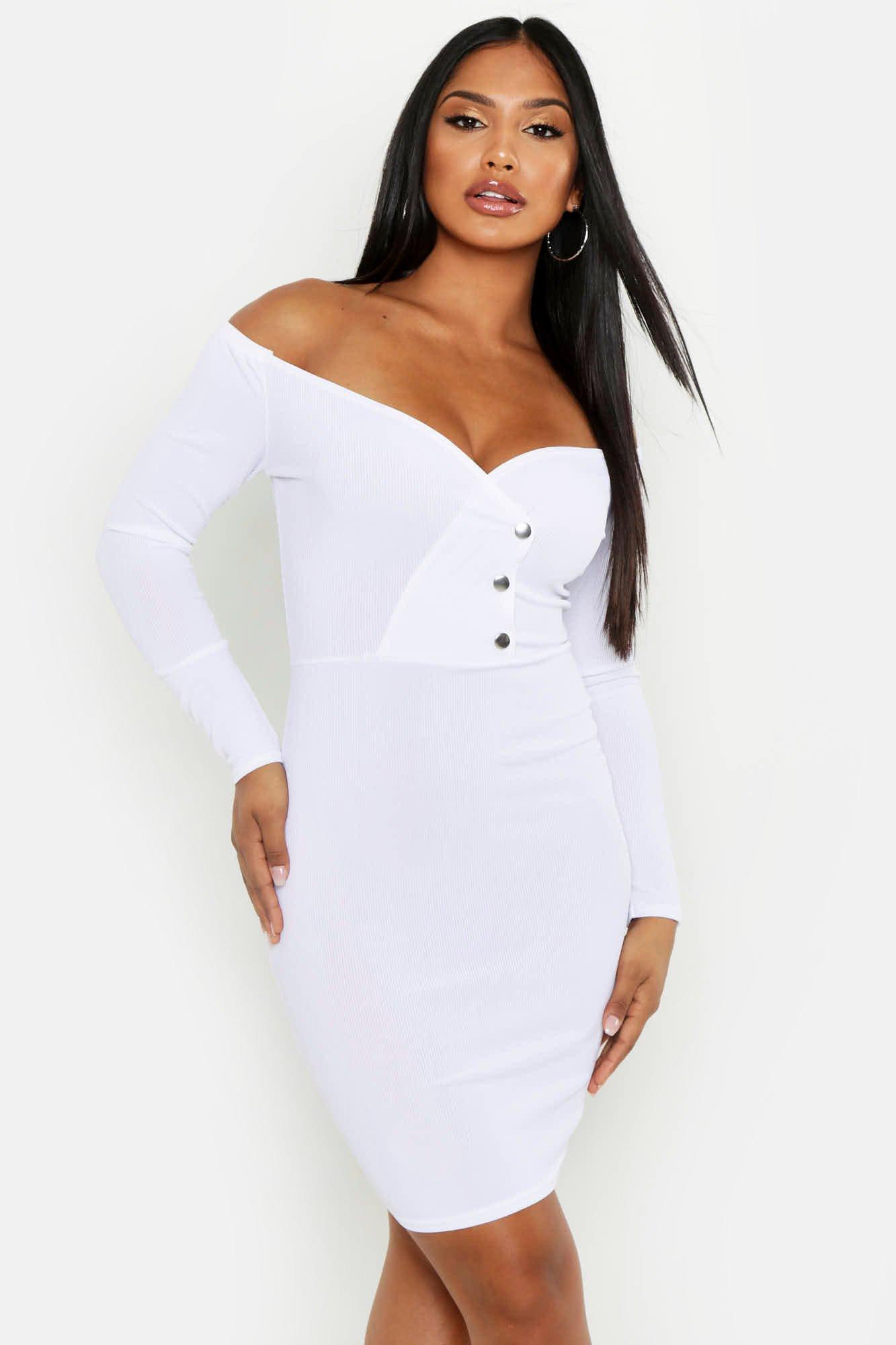 ribbed popper midi dress