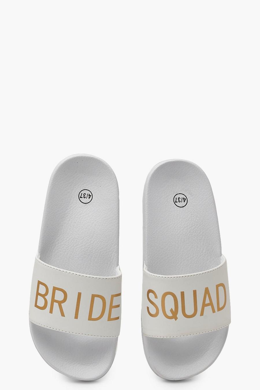 White "Bride Squad" Badtofflor med slogan image number 1