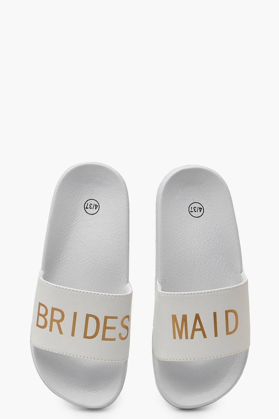 Wit Slippers met slogan van bruidsmeisje image number 1