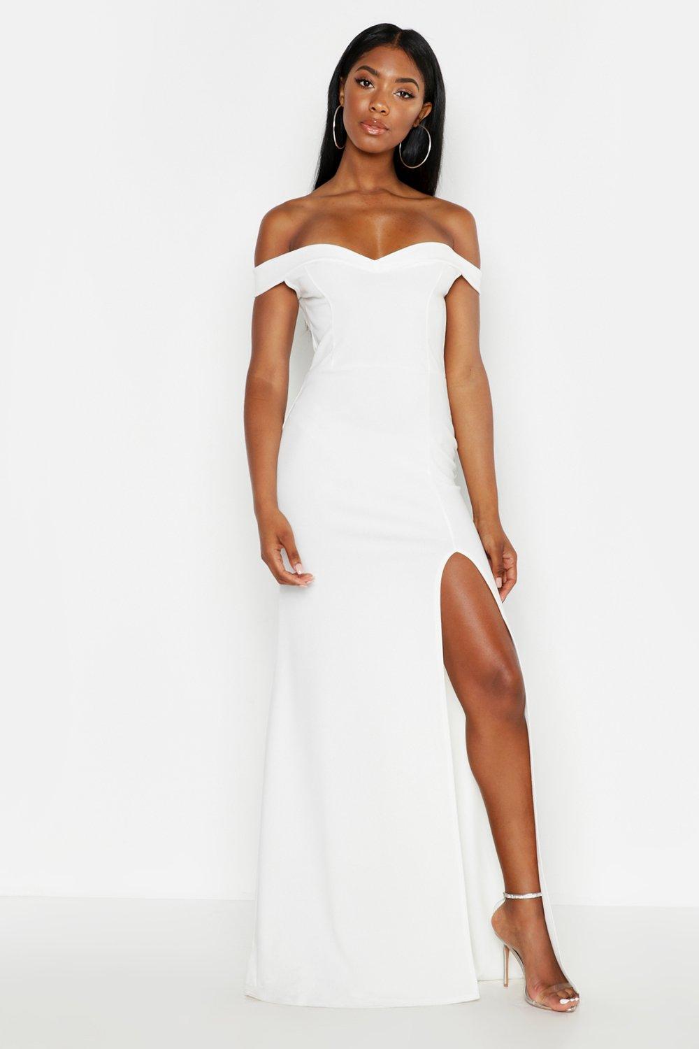 bardot thigh split dress
