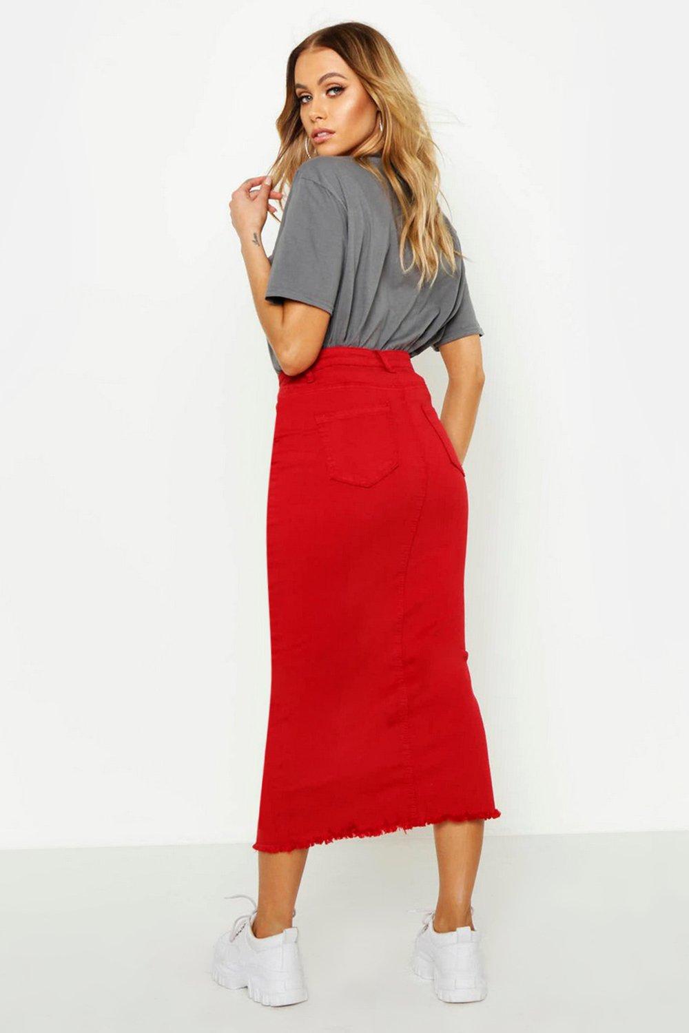 Falda elástica midi Roja