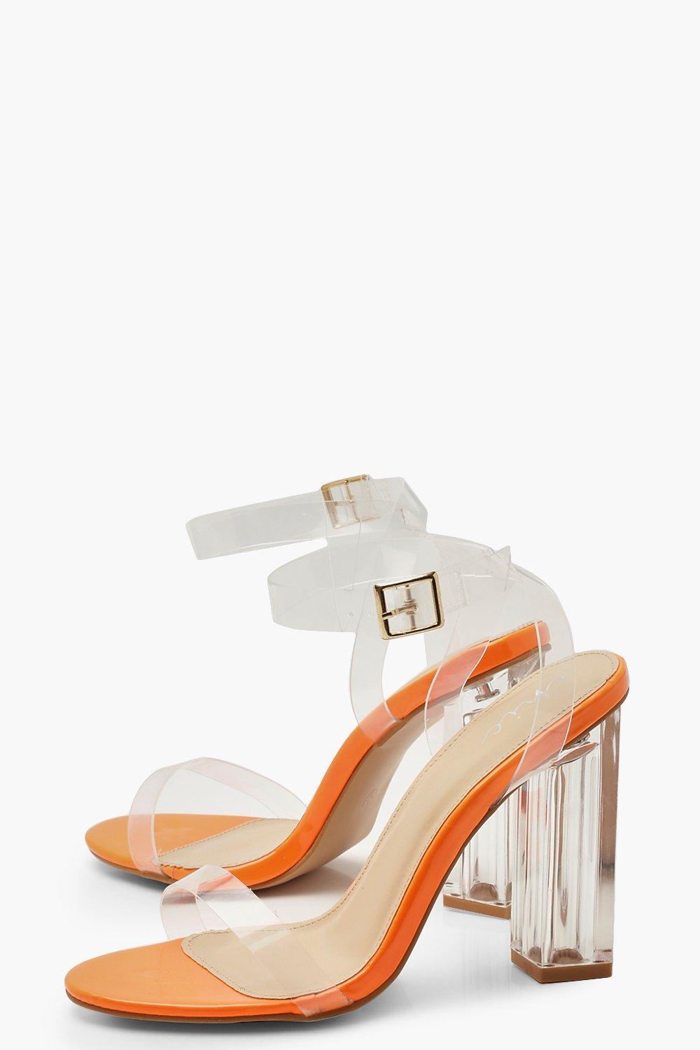 Neon orange cheap clear heels