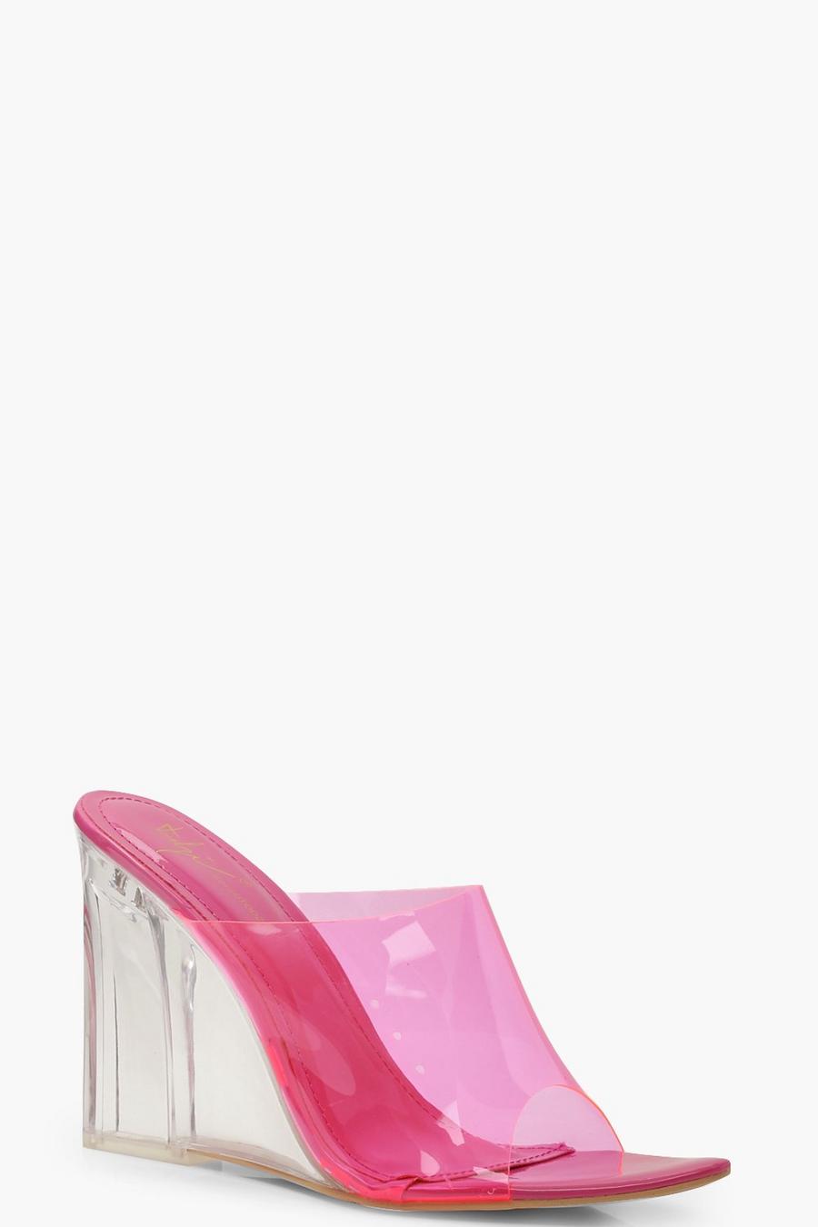Pink Clear Wedge Mules image number 1