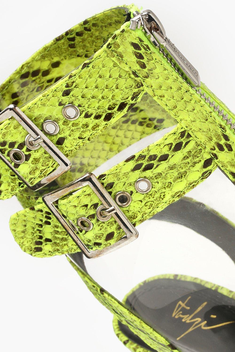 Neon Snake Clear Panel Shoe Boots