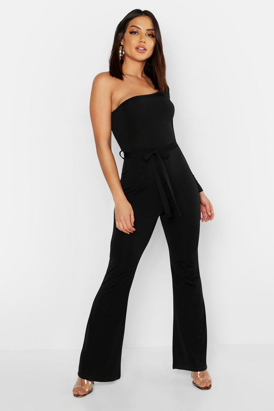 Slinky Long Sleeve One Shoulder Flare Jumpsuit image number 1