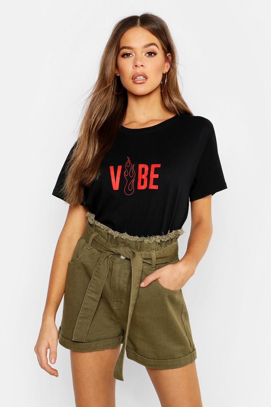 Oversized T-Shirt mit „Vibes“-Slogan image number 1