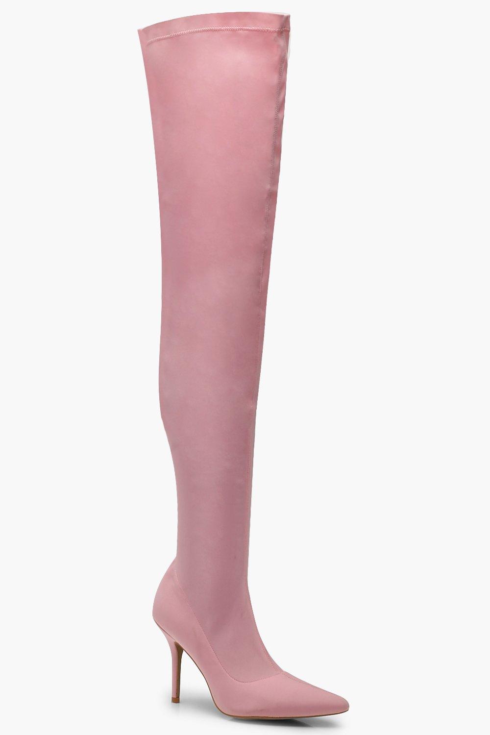 pink knee high boots uk