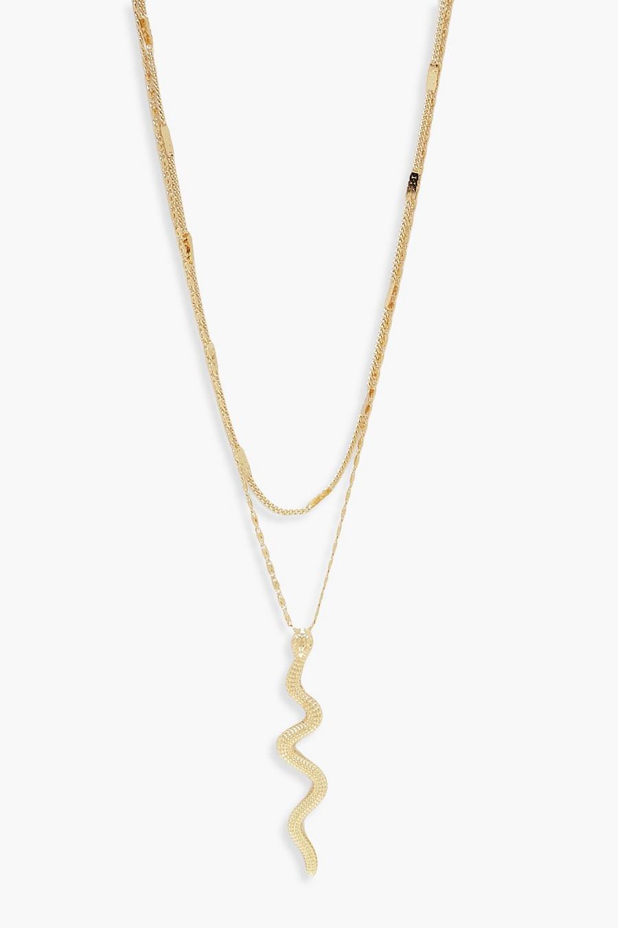 Gold metallic Snake Double Layer Necklace image number 1
