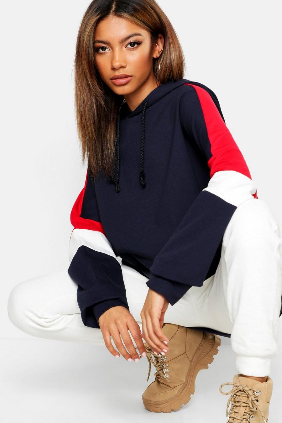 Oversize hoodie med blockfärger image number 1