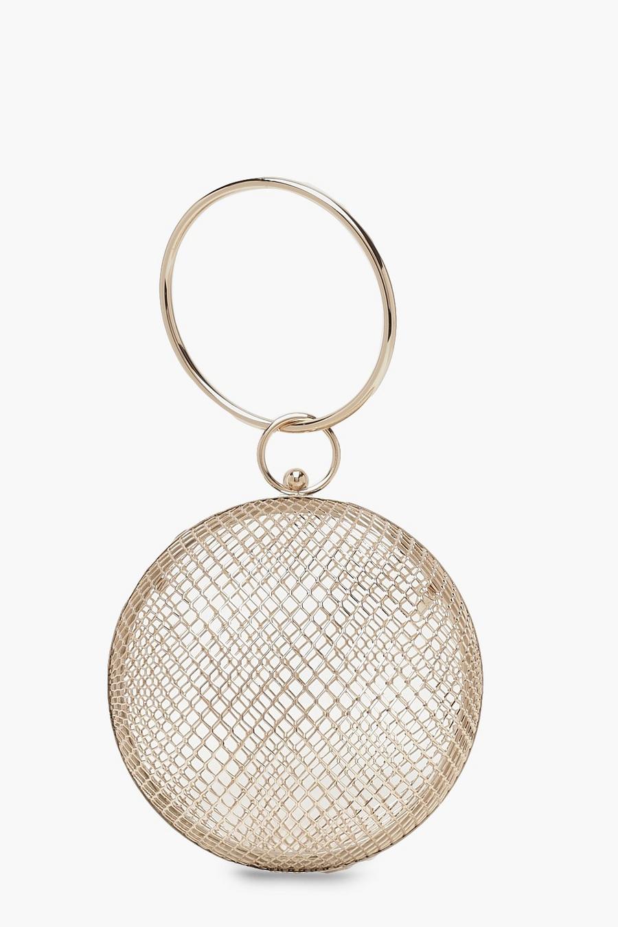 Cage Sphere Clutch Bag, Gold image number 1