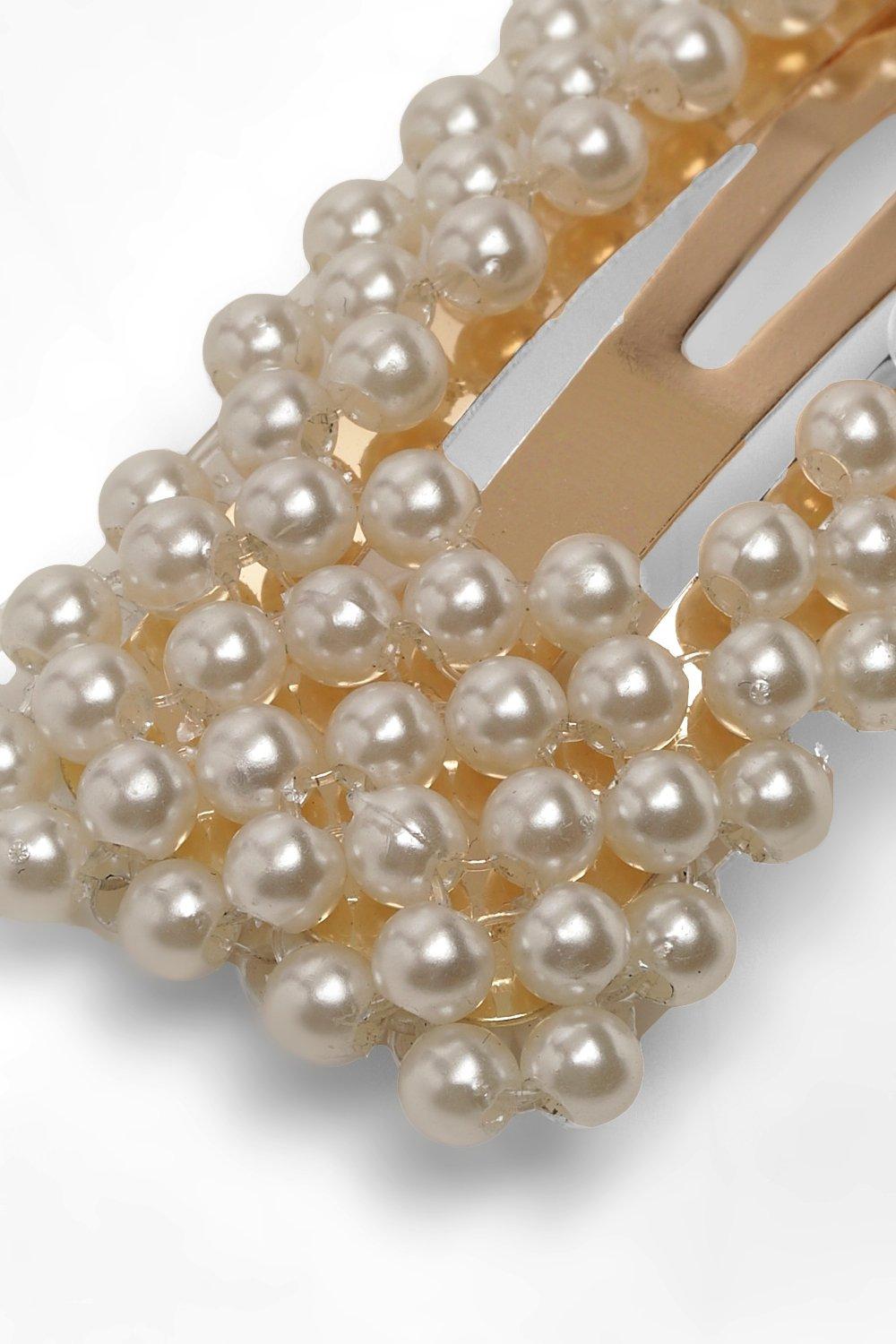 PEARL HAIR CLIP SQUARE WHITE PEARL HAIR CLIP SQUARE WHITE