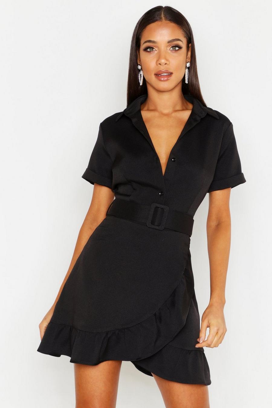 Ruffle Detail Belted Shirt Dress image number 1