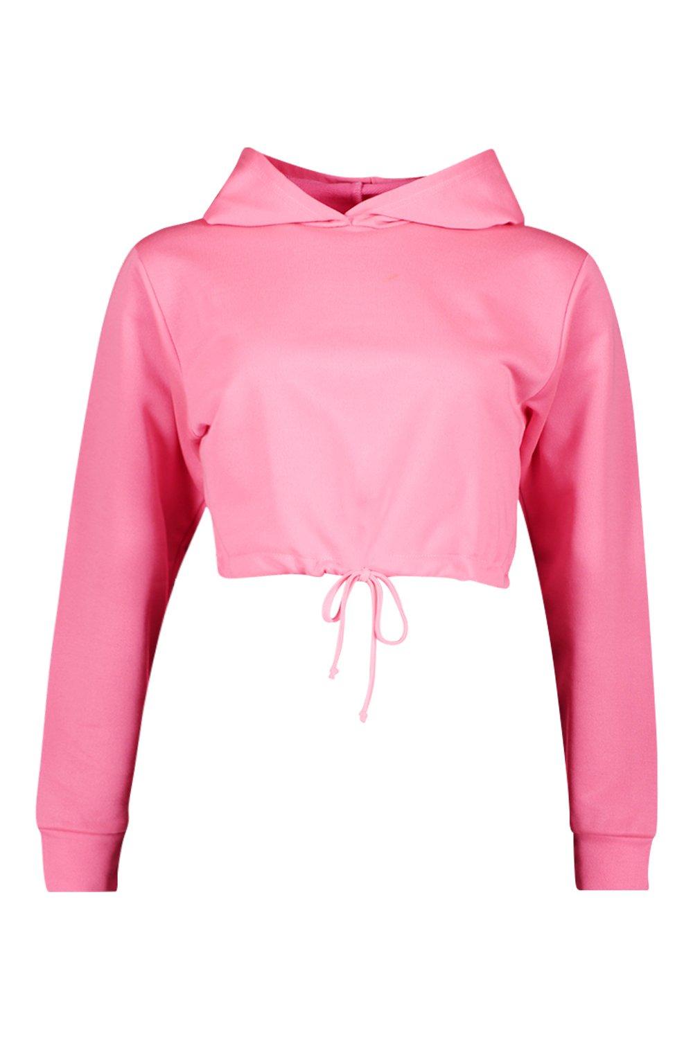 neon pink crop hoodie