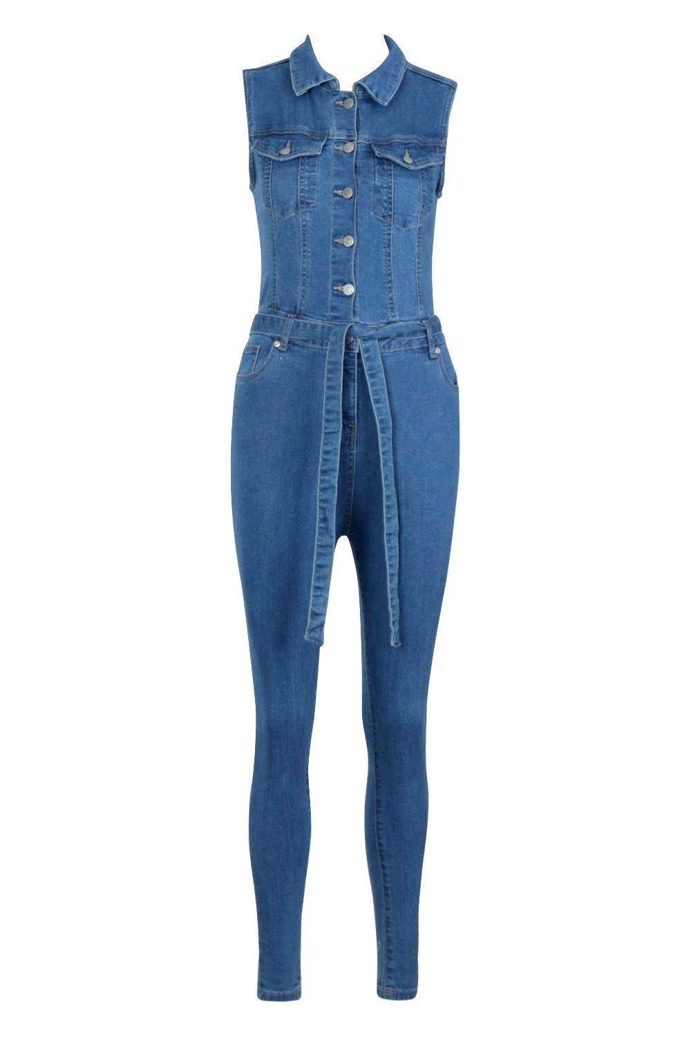 boohoo denim jumpsuit