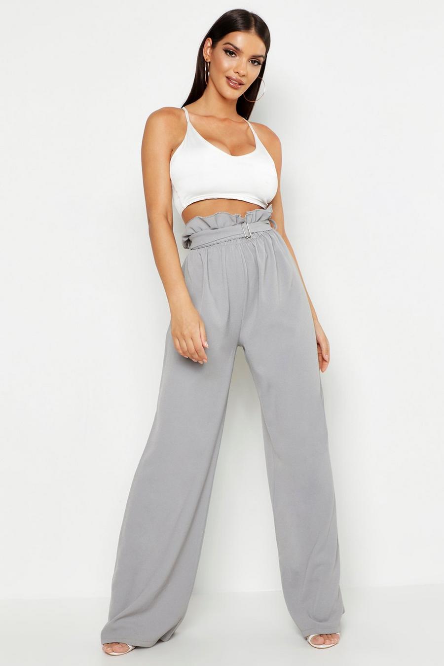 Belted Paperbag Waist Wide Leg Trousers image number 1