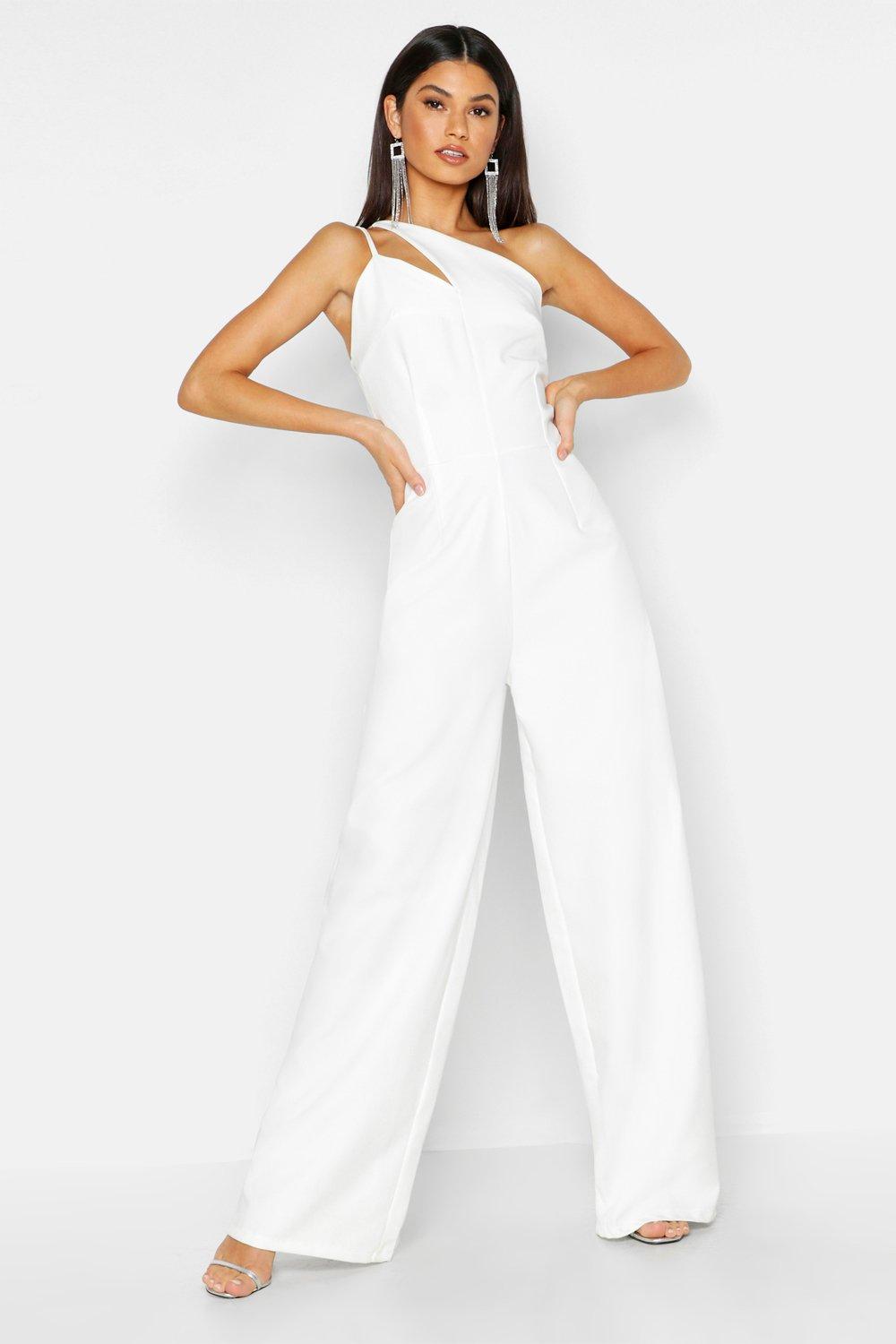 white one shoulder jumpsuit