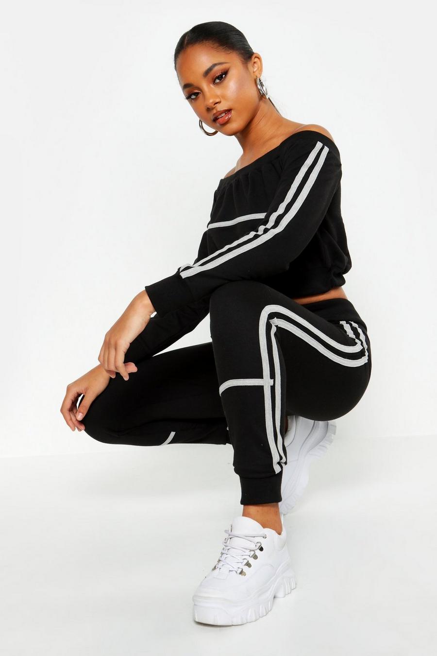 Off The Shoulder Piping Detail Tracksuit image number 1