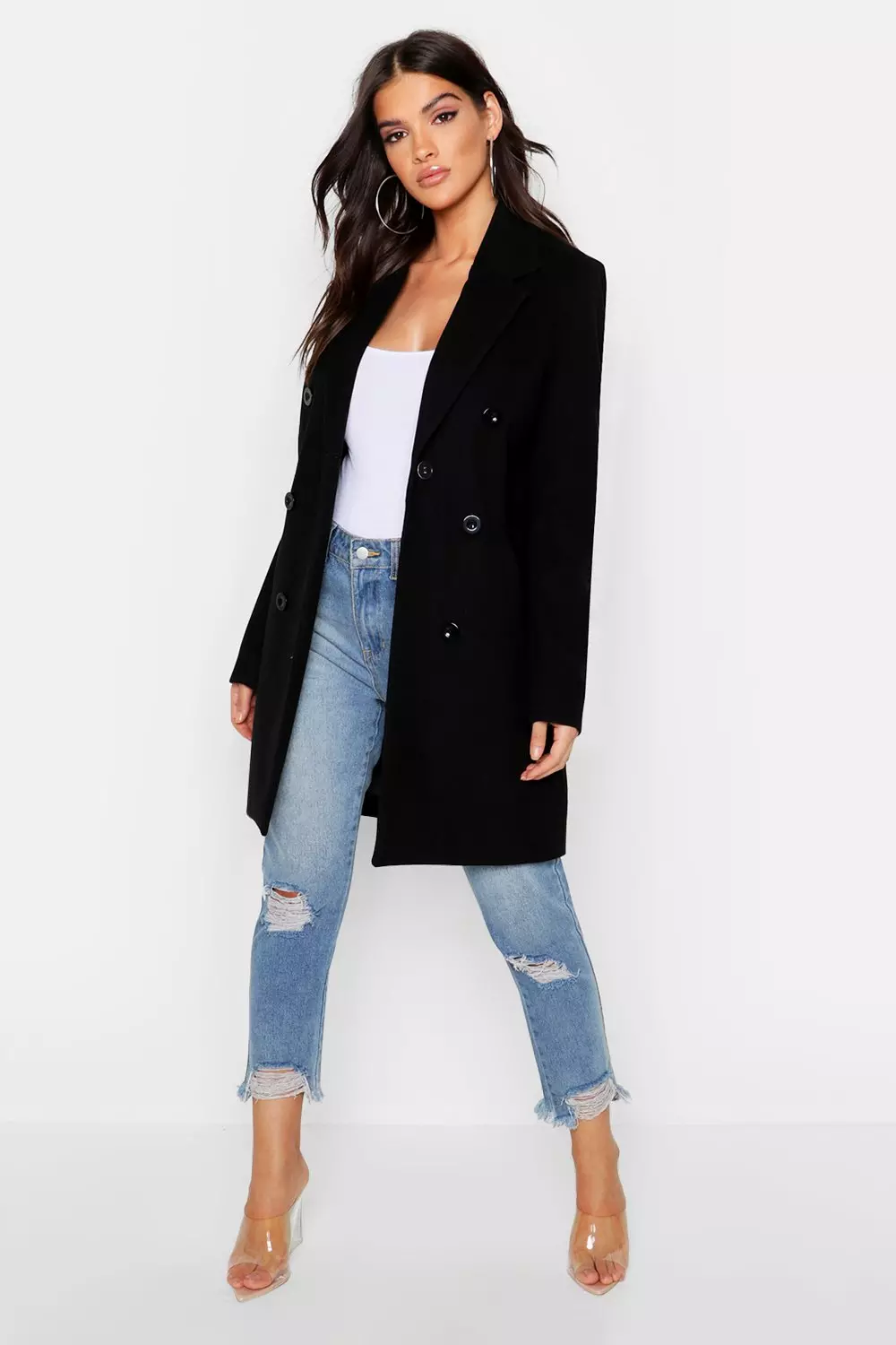 Boohoo double shop breasted coat