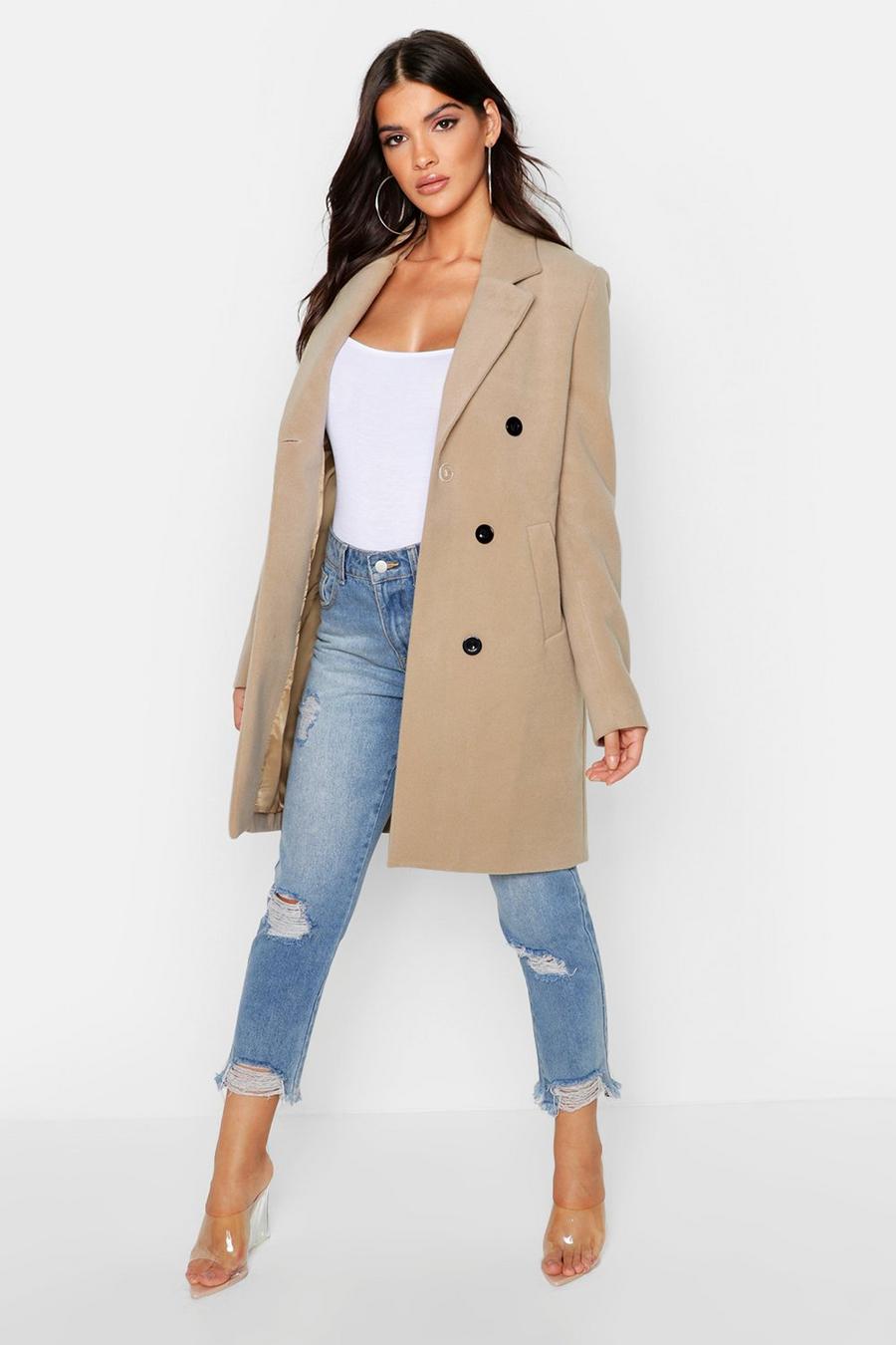 Camel beige Double Breasted Coat image number 1