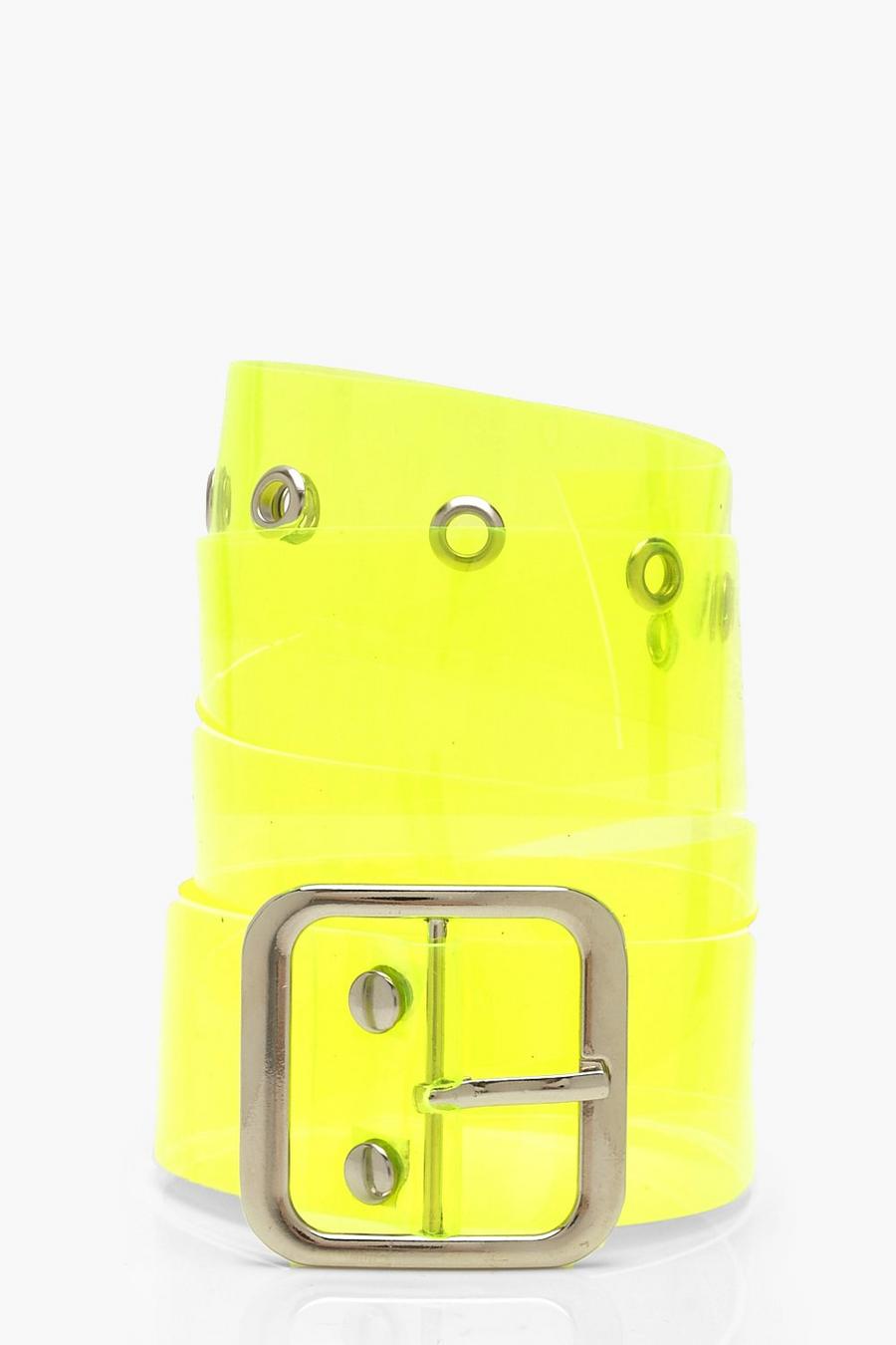 Lime green Square Buckle Neon Clear Belt image number 1
