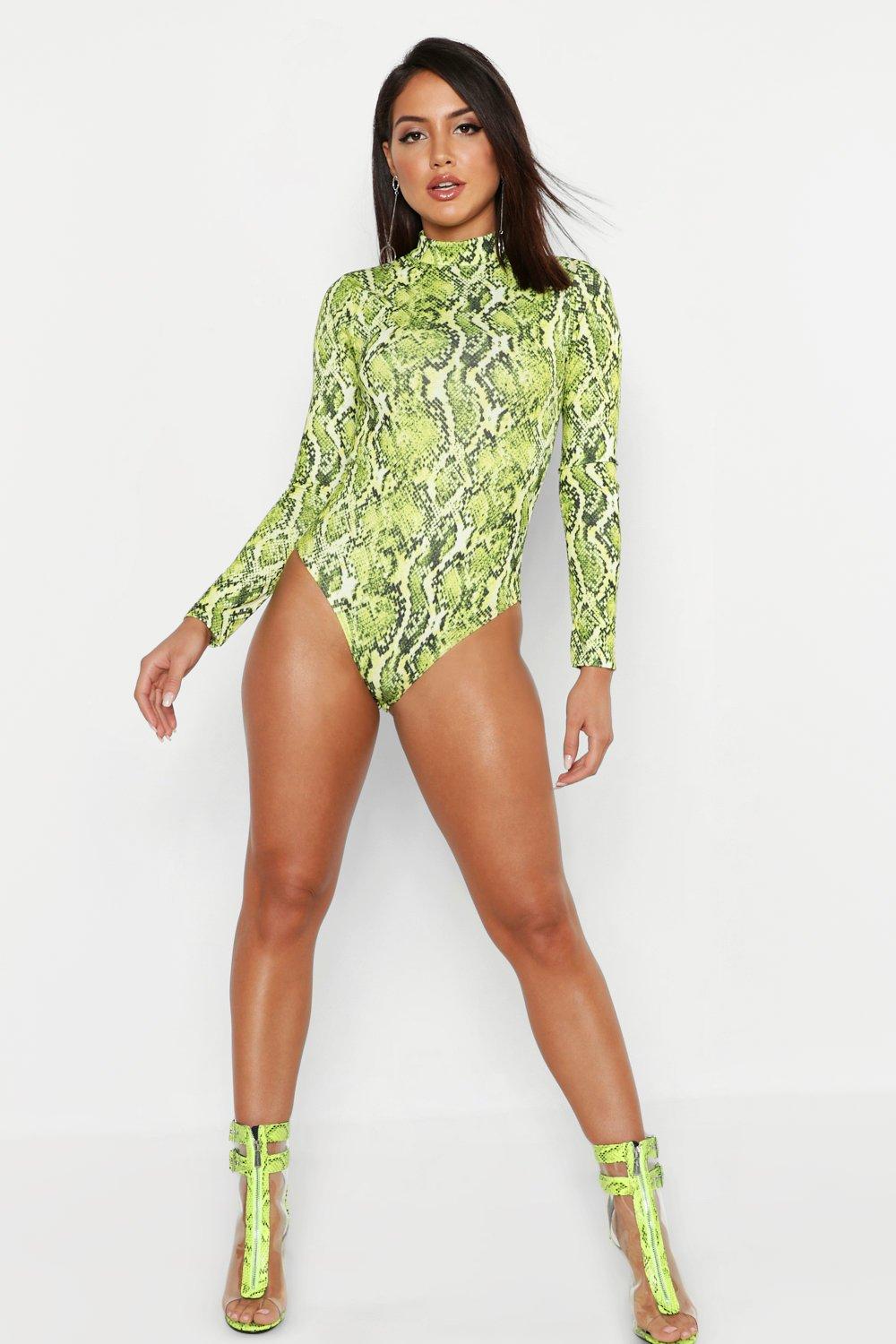 Green Snake Print Bodysuit