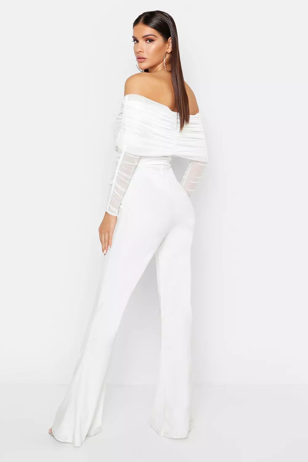 Ruched bardot hot sale jumpsuit