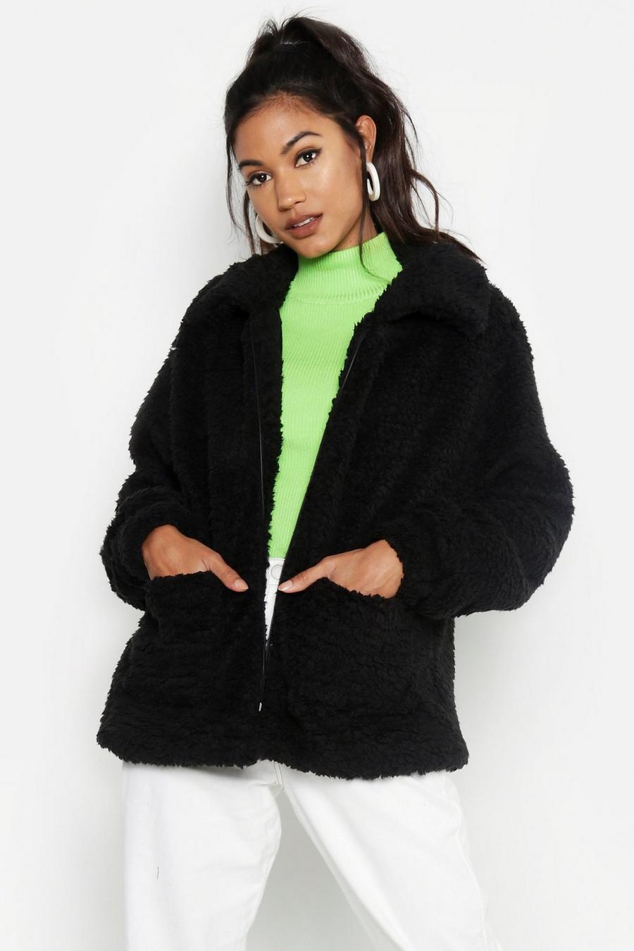 Women's Collared Teddy Faux Fur Jacket | Boohoo UK