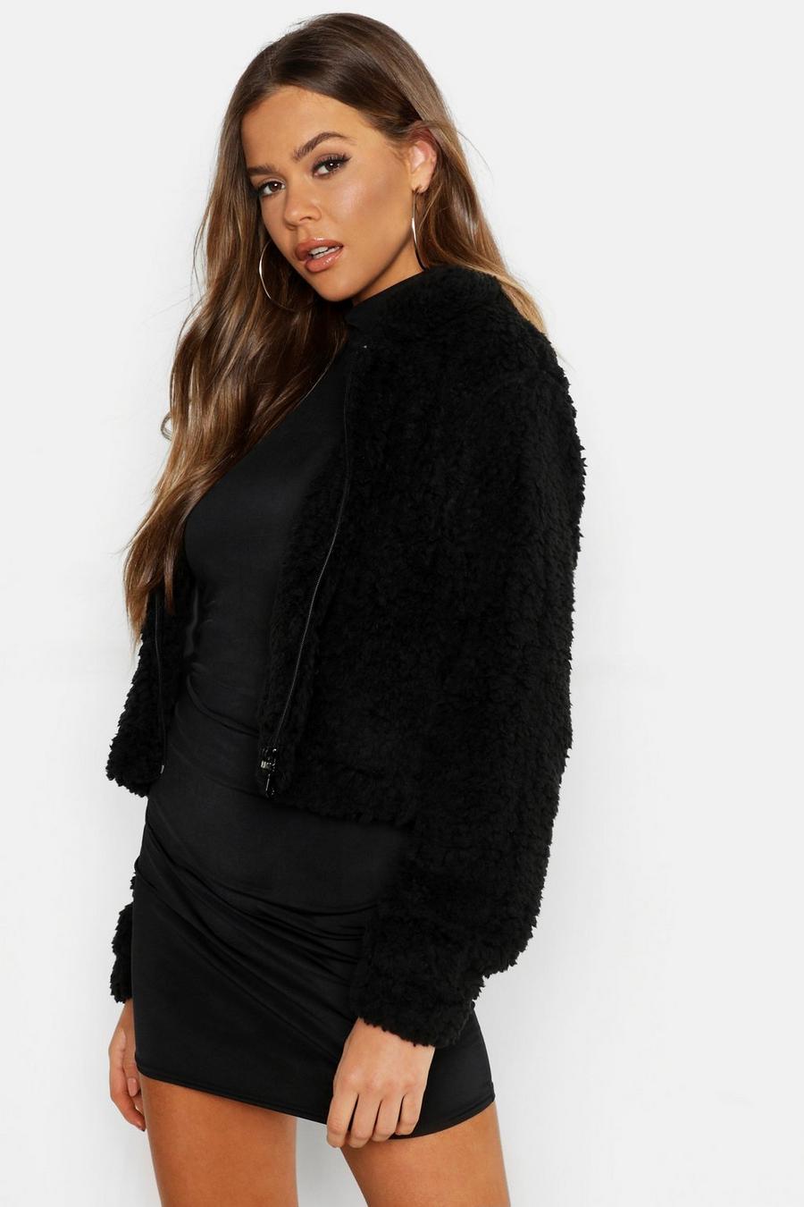 Cropped Teddy Faux Fur Jacket image number 1